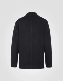 Caban noir en laine mélangée à plastron amovible - NOIR