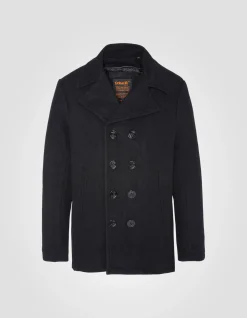 Caban noir en laine mélangée à plastron amovible, grande taille - NOIR