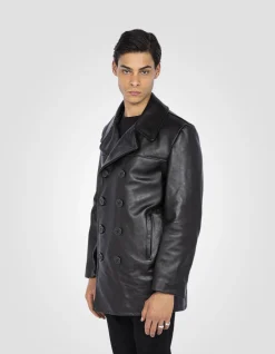 Caban noir mythique USA, cuir de vachette - NOIR
