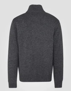 Cardigan zippé anthracite en lambswool - ANTHRACITE