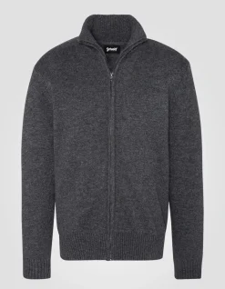 Cardigan zippé anthracite en lambswool - ANTHRACITE