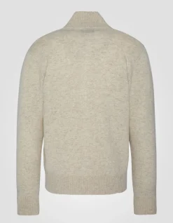 Cardigan zippé blanc en lambswool - BLANC CASSÉ