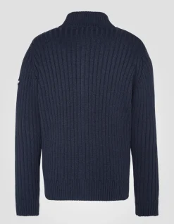Cardigan zippé bleu marine recyclé - MARINE