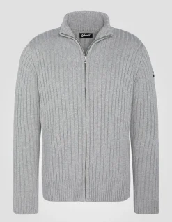 Cardigan zippé gris clair chiné recyclé - GRIS CLAIR CHINÉ