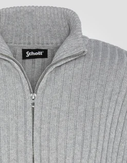 Cardigan zippé gris clair chiné recyclé - GRIS CLAIR CHINÉ