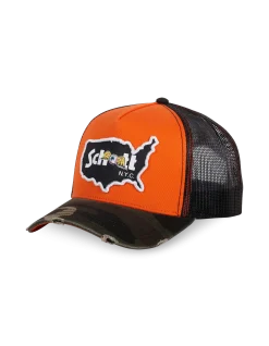 Casquette trucker camo et orange Schott X Von Dutch - CAMO/ORANGE