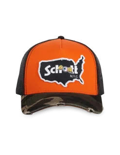 Casquette trucker camo et orange Schott X Von Dutch - CAMO/ORANGE