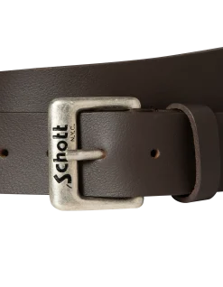 Ceinture marron avec boucle gravée Schott NYC®, cuir de buffle - MARRON