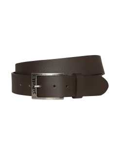 Ceinture marron avec boucle gravée, cuir de buffle - MARRON