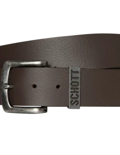 Ceinture marron vintage avec boucle métallique perforée, cuir de vachette - MARRON