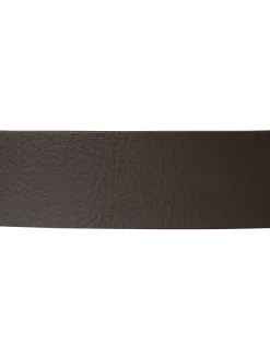 Ceinture marron vintage avec boucle métallique perforée, cuir de vachette - MARRON