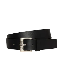 Ceinture noire avec boucle gravée Schott NYC®, cuir de buffle - NOIR