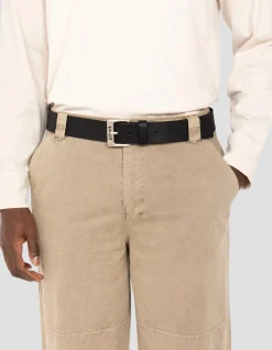 Ceinture noire avec boucle gravée Schott NYC®, cuir de buffle - NOIR