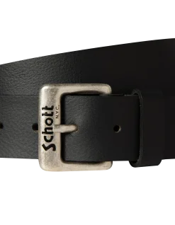 Ceinture noire avec boucle gravée Schott NYC®, cuir de buffle - NOIR