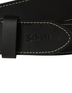 Ceinture noire à couture contrastée, cuir de buffle - NOIR