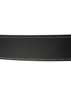 Ceinture noire à couture contrastée, cuir de buffle - NOIR