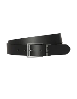 Ceinture noire et marron réversible en croûte de cuir de vachette - NOIR/MARRON