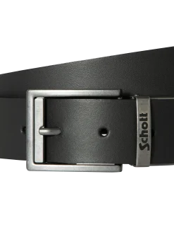 Ceinture noire et marron réversible en croûte de cuir de vachette - NOIR/MARRON