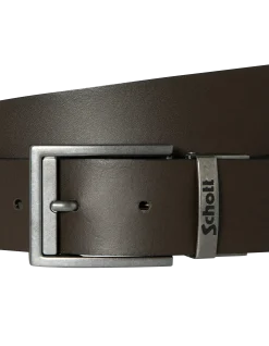 Ceinture noire et marron réversible en croûte de cuir de vachette - NOIR/MARRON