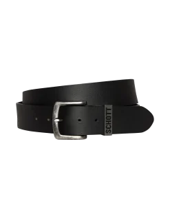 Ceinture noire vintage avec boucle métallique perforée, cuir de vachette - NOIR