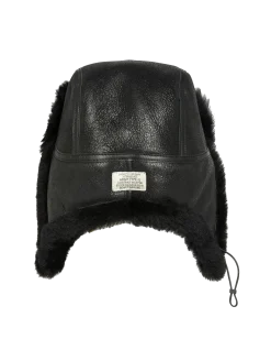 Chapka noire badgée, mouton double face - NOIR