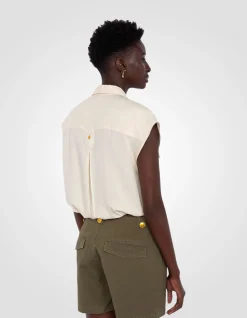 Chemise army légère blanche sans manche - BLANC CASSÉ