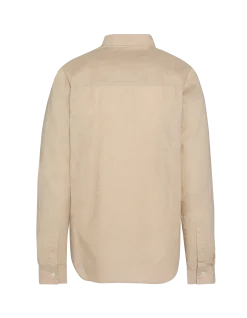 Chemise beige à manches longues en coton et lin - BEIGE
