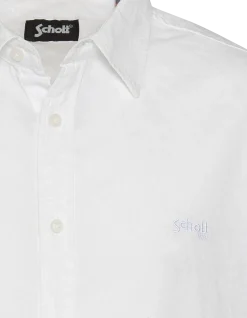Chemise blanche à manches courtes en coton et lin - BLANC