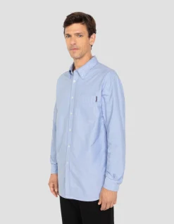 Chemise bleue à manches longues - BLEU