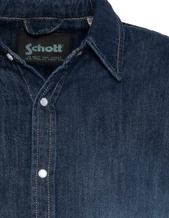 Chemise bleu à manches longues en denim - BLEU