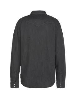 Chemise grise à manches longues en denim - GRIS