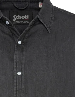 Chemise grise à manches longues en denim - GRIS