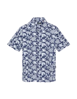 Chemise hawaïenne bleu marine - MARINE/BLANC