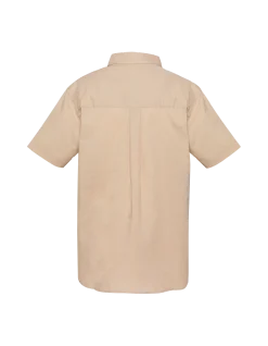 Chemise manches courtes beige avec poche plaquée - BEIGE