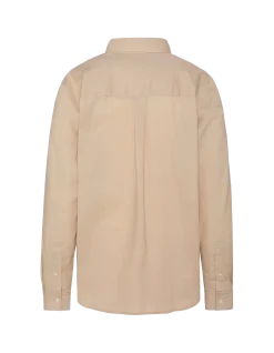Chemise manches longues beige avec poche plaquée - BEIGE