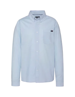 Chemise manches longues bleu avec poche plaquée - BLEU