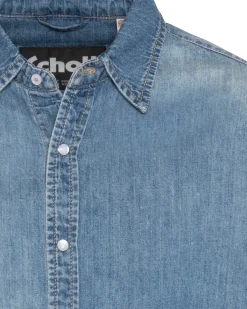 Chemise à manches longues en denim lavé - BLEU LAVÉ