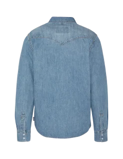 Chemise à manches longues en denim lavé - BLEU LAVÉ