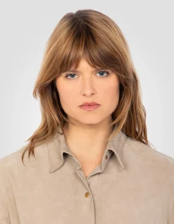 Chemise souple beige, chèvre velours - BEIGE