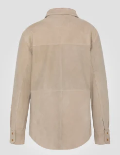 Chemise souple beige, chèvre velours - BEIGE