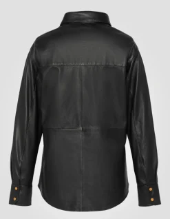 Chemise souple noire, cuir d'agneau - NOIR