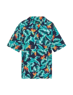 Chemisette bleu imprimé tropical - BLEU