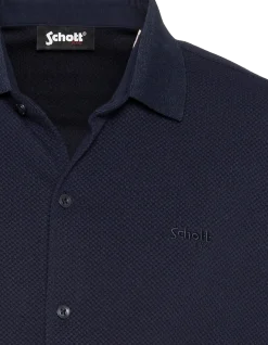 Chemisette en maille bleu marine effet gaufré - MARINE