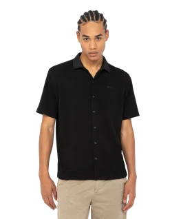 Chemisette en maille noire effet gaufré - NOIR