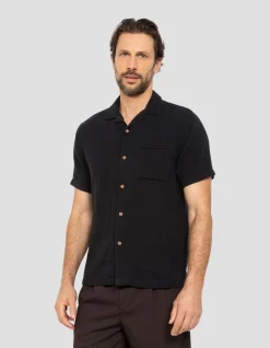 Chemisette noire en gaze de coton - NOIR