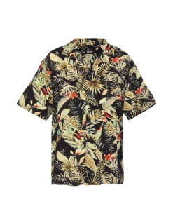 Chemisette noire imprimé tropical - NOIR