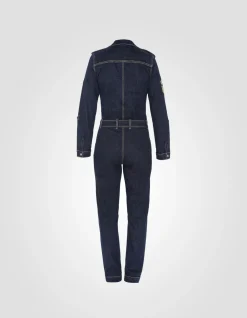 Combinaison slim badgée souple et confortable en denim brut - DENIM BRUT