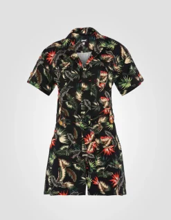 Combishort army légère noire à motif - NOIR TROPICAL