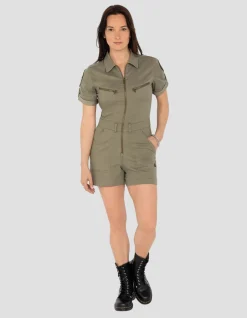 Combishort légère et badgée kaki clair - KAKI CLAIR