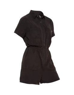 Combishort manches courtes légère noire en Tencel - NOIR